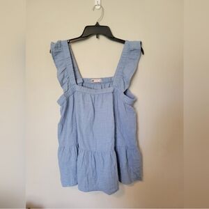 NEW SO Ruffled Sleeveless Top Blue Size XL